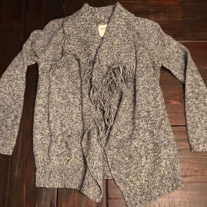 Abercrombie Grey Knit Cardigan With Front Fringe
